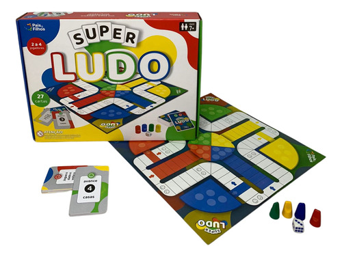 Jogo Tabuleiro Super Ludo Trilha Jogos Clássico De Cartas