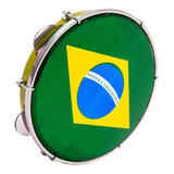 Pandeiro Luen 10 Profissional Pele Bandeira Aro Abs 6 Afina Cor Amarelo