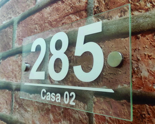 Número De Casa Com Complemento Em Vidro Placa Residencial 