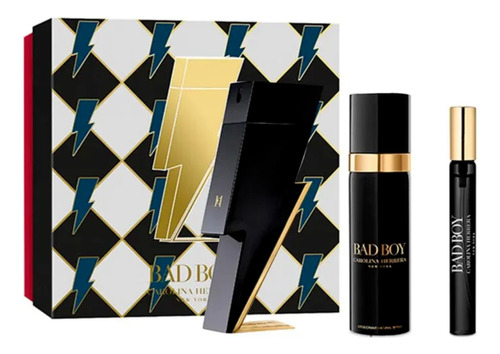 Cofre Carolina Herrera Bad Boy Edt 100ml  + Spray 10ml + Deo