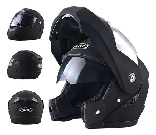 Casco De Moto Totalmente Plegable Con Doble Visera Mate