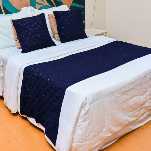 Peseira De Trico Luxo Cama Sofá Trico Cama King + 2 Capas