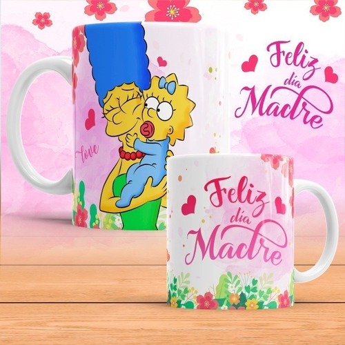 Plantillas Sublimación Cojín + Tazas Día De La Madre Cartoon