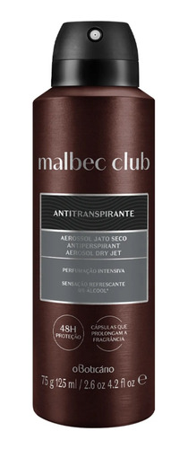 Desodorante Antitranspirante  Malbec Club Intenso 75g