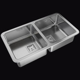 Pileta De Cocina Doble Quadra Q76a 78x435x18 - Johnson Acero