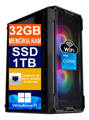 Pc Computador Cpu I5 7500 / Ssd 1tb M2 / 32gb Memória Ddr4