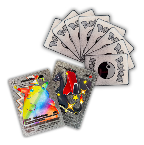 Kit 50 Cartas Pokémon Metalizadas - Sem Repetição