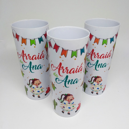 25 Copos Long Drink Personalizados Festa Junina Arraia 360º