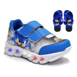 Tenis Infantil De Led Masculino Sonic Barato Luzinha Chinelo