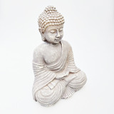 Estátua Buda Sentado Meditando Dhyndna + Brinde