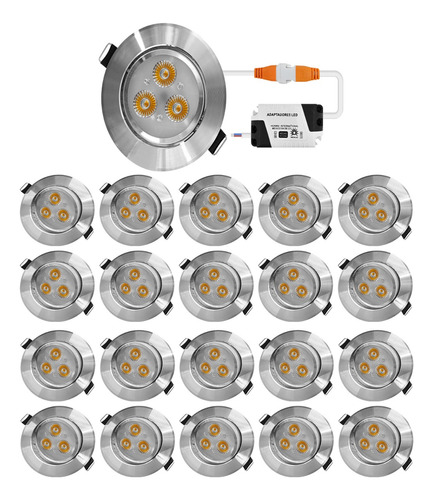 20 Empotrado Plafon Led 3w Spot Techo Ledluz Calida L06dc03w