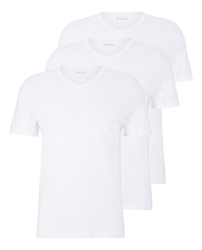 Camisetas Interiores Boss 3 Pack Neck V T-shirt Regular Fit 