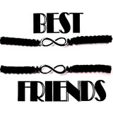 Pulsera Best Friends Macrame Negra Infinito Mejores Amigos