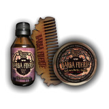 Kit Barba Estimulante. Aceite 50ml. Cera 40g. Peine Madera