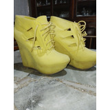 Botas Mujer Talle37 Color Amarillo