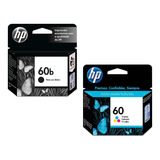 Kit Cartuchos Hp 60b Preto E Hp 60 Color Originais