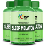 3 Potes Do Sleep Melaton L-triptofano 500mg - Stay Well - 180 Cápsulas