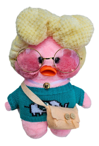 Peluche Lalafanfan Pato Tiktok Lentes Accesorios 30cm