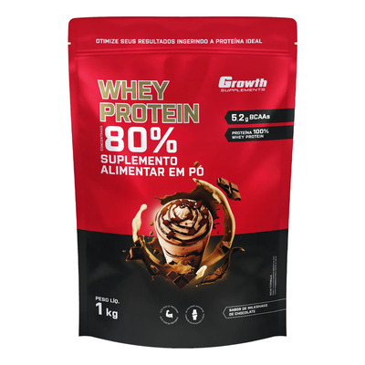 Whey Protein Concentrado 1kg Growth Supplements - Milkshake de Chocolate | Frete grátis