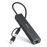 Adaptador Usb A Ethernet, Rshtech Usb 3.2 Gen 2 Hub Con Rj4.