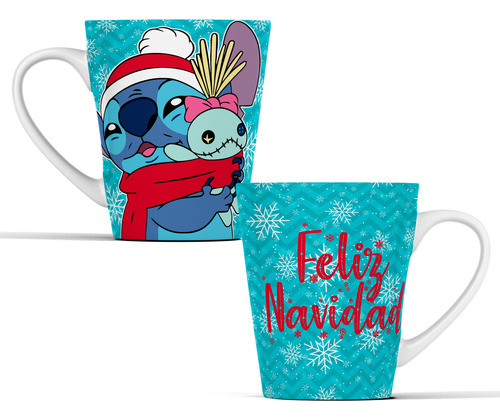 Tazas Navideñas De Stich Personalizadas Cónicas