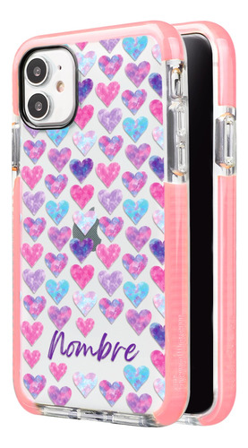 Funda Para iPhone Corazones Personalizada Con Tu Nombre