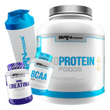 Kit Whey Protein Iso 2kg + Creatina + Bcaa + Coqueteleira Sabor Morango