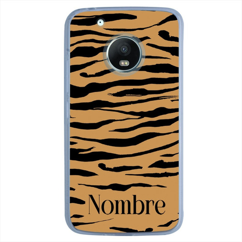 Funda Motorola Antigolpes Animal Print Tigre Con Tu Nombre