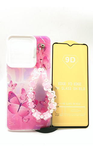 Case Mariposa + Mica Cristal Para Xiaomi Note 12 5g