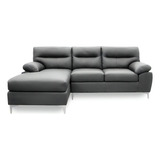 Sala De Piel - Isabela - Esquinera - Sofa Y Chaise Izquierdo Color Gris Oxford