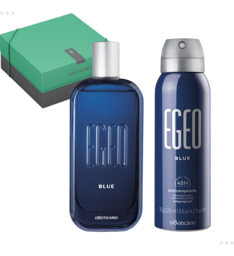 Presente Kit Egeo Blue Masculino Kit Perfume E Desodorante + Caixa Presente - (3 Itens)