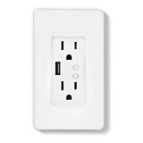 Switch Smart De Pared 2 Enchufes Wifi Programable Tzswtsh02 Color Blanco