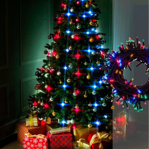 Pisca Pisca Cordão 100 Leds 127v Colorido Natal 8 Funções