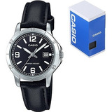 Reloj Casio Ltp-v004l-1budf Mujer 100% Original Color De La Correa Negro Color Del Bisel Plata Color Del Fondo Negro