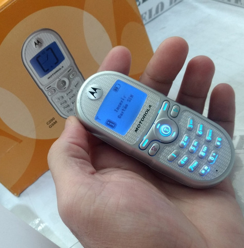 Celular Motorola C200 Led Azul Claro Relíquia Antigo De Chip