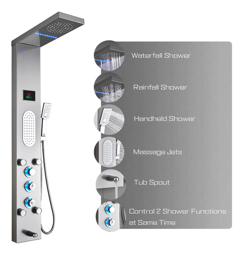 Sistema De Torre Panel De Ducha Ello & Allo De Acero Inoxida
