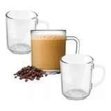 Kit 3 Caneca Xicara Vidro Café Cappucino Nespresso Chá 250ml