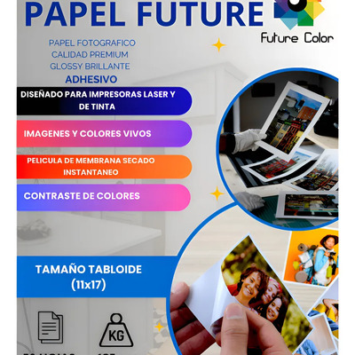 Papel Adhesivo Glossy Tamaño 11x17 Tabloide  100 Hojas 135g | Meses sin interés