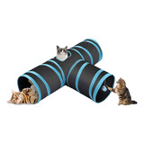 Tunel Para Gato Dobravel 3 Entradas Preto Formato T