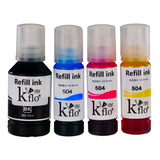 Kit 4 Tinta Marca Kflo T504 L4260 L6270 L14150 Una Por Color