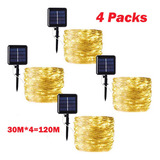 8 Modos De Cable De Cobre Solar 300 Leds Luz Cadena, 4 Pa