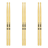 Kit 3 Pares De Baquetas Bateria 5b Pro Fire Madeira Natural