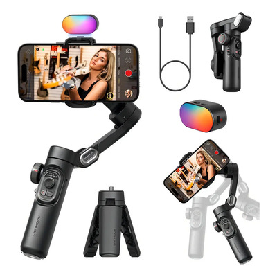 Estabilizador Para Celular Gimbal 3 Ejes Smart Con Luz Magnética Led Color Negro | Envío gratis