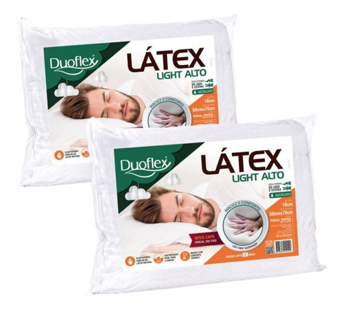 Kit Com 2 Travesseiros Duoflex Látex Light 50cm X 70cm