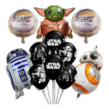 Kit 11 Balões Latex Festa Star Wars Yoda Darth Decoração Cor Azul