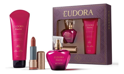 Kit Presente Rosa Marcante Eudora Perfume E Hidratante