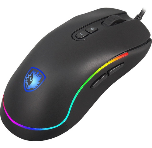 Ratón Gamer Sades Rgb, 9 Teclas, Ambidextro, Macro, Color Negro