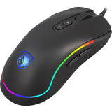 Mouse Gamer Sades Revolver Rgb 9 Teclas Macro Ambidestro Cor Preto