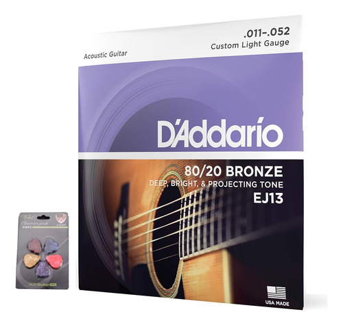 Juego Cuerdas Guitarra Acustica Bronce Ej13 11-52 Daddario