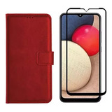 Kit Capa Capinha Carteira Vermelha Para Galaxy A34 +pelicula